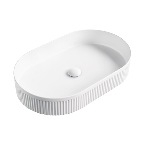 Eleanor Oval Matte White Above Counter Fluted Basin