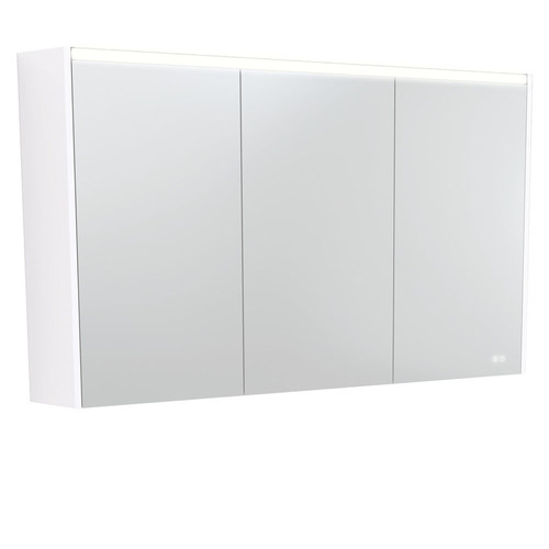 LED Mirror Cabinet with Side Panels Gloss White 1200mm