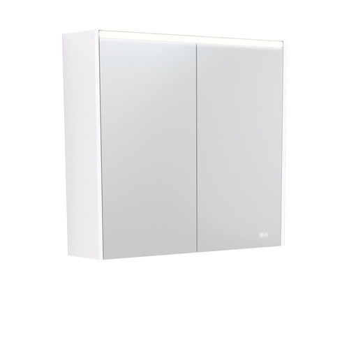 LED Mirror Cabinet with Side Panels Gloss White 750mm
