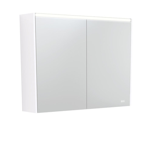 LED Mirror Cabinet with Side Panels Gloss White 900mm