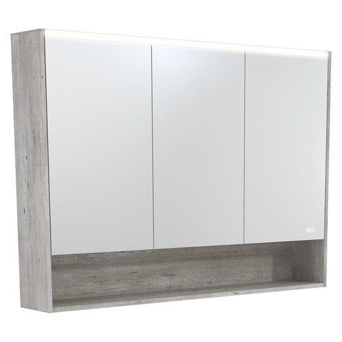 LED Mirror Cabinet with Side Panels Industrial Display Shelf 1200mm
