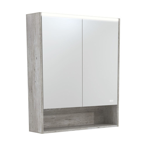 LED Mirror Cabinet with Side Panels Industrial Display Shelf 750mm