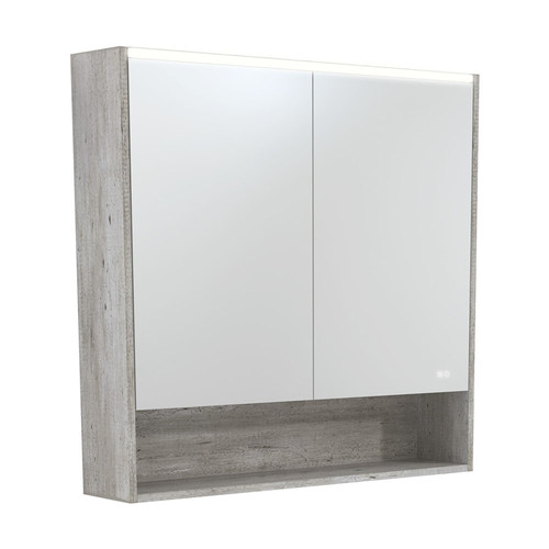 LED Mirror Cabinet with Side Panels Industrial Display Shelf 900mm
