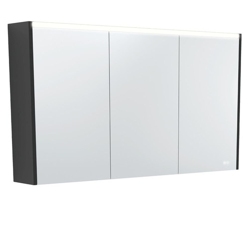 LED Mirror Cabinet with Side Panels Satin Black 1200mm