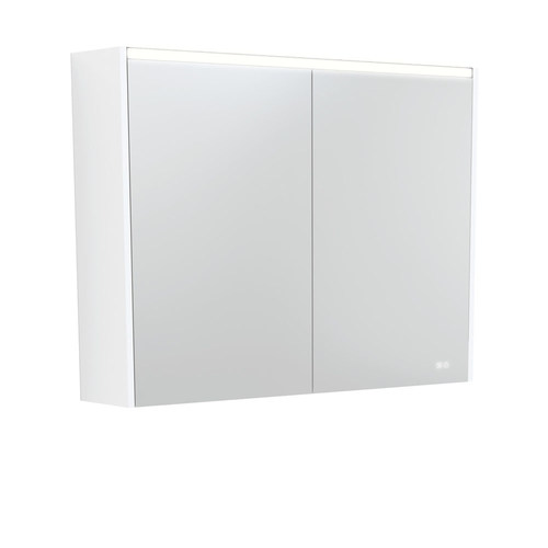 LED Mirror Cabinet with Side Panels Satin White 900mm