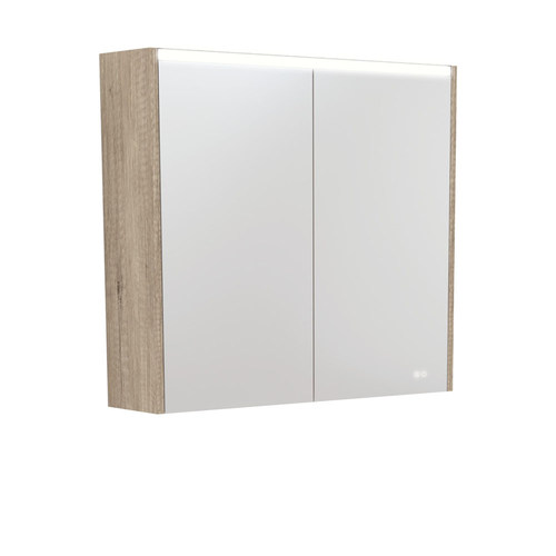 LED Mirror Cabinet with Side Panels Scandi Oak 750mm