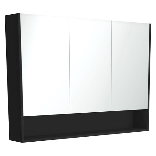 Mirror Cabinet with Display Shelf Satin Black 1200mm