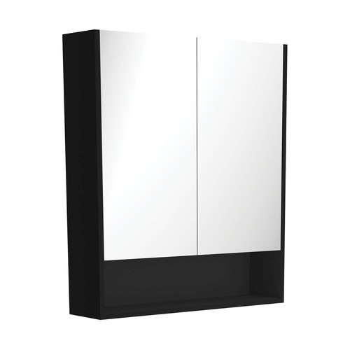 Mirror Cabinet with Display Shelf Satin Black 750mm