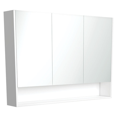 Mirror Cabinet with Display Shelf Satin White 1200mm