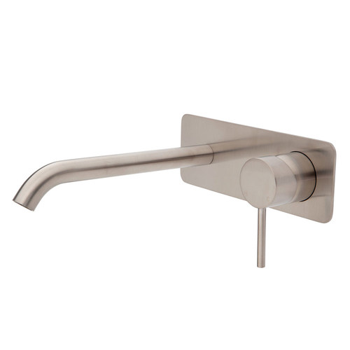 Kaya Wall Basin/Bath Mixer Set Soft Square Plate 200mm Outlet Brushed Nickel Plate