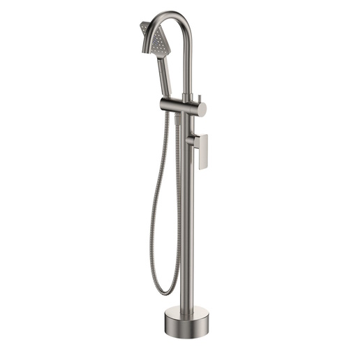 Tono Floor Mounted Bath Mixer with Hand Shower Brushed Nickel