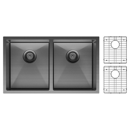 Hana Double Kitchen Sink 27L/27L PVD Carbon Metal with 2 Sink Protectors