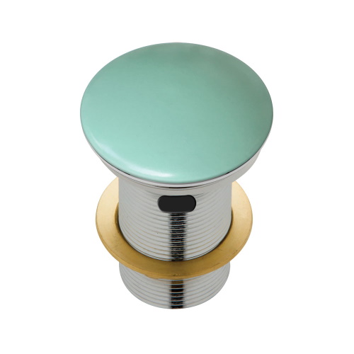 Matte Green Dome Pop Up Waste Ceramic Cap 32mm with Overflow