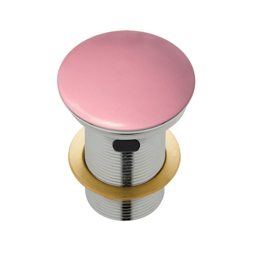 Matte Pink Dome Pop Up Waste Ceramic Cap 32mm with Overflow