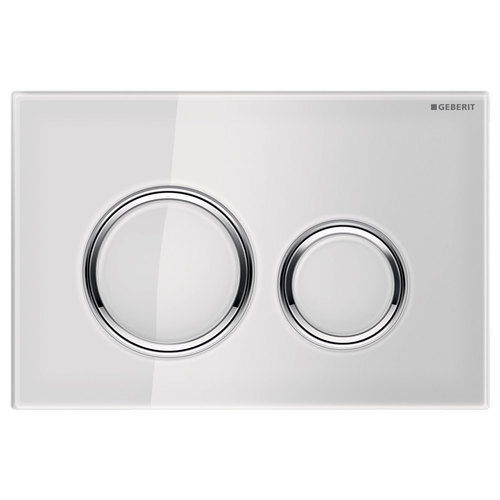 Sigma 21 Premium Glass Flush Buttons Round White Glass with Chrome Trim