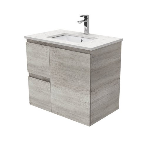 Bianco Marble EDGE industrial 750 wall hung vanity left drawers