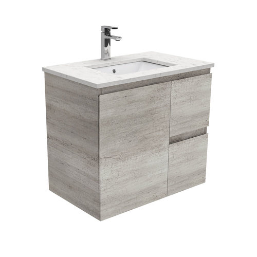Bianco Marble EDGE industrial 750 wall hung vanity right drawers