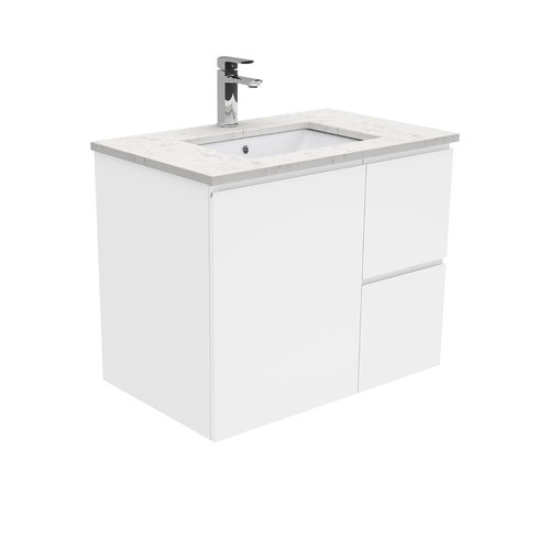 Bianco Marble FINGERPULL 750 Wall Hung Vanity Right Drawers