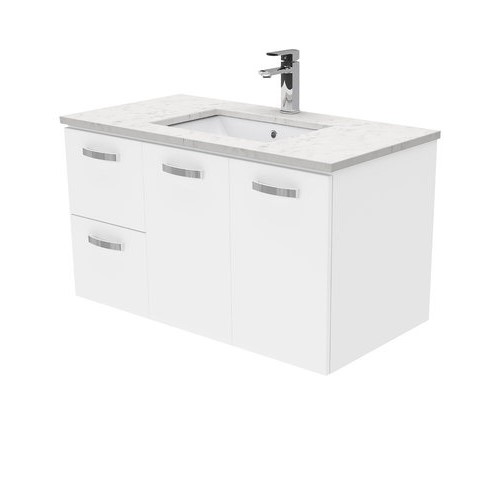 Bianco Marble UNICAB 900 Wall Hung Vanity Left Drawers