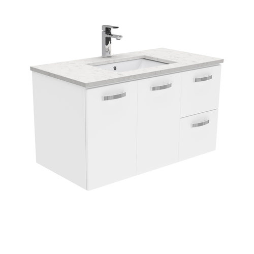Bianco Marble UNICAB 900 Wall Hung Vanity Right Drawers