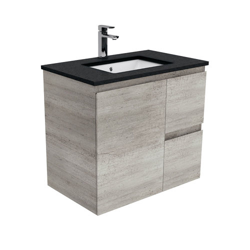 Black Sparkle Edge industrial 750 wall hung vanity right drawers