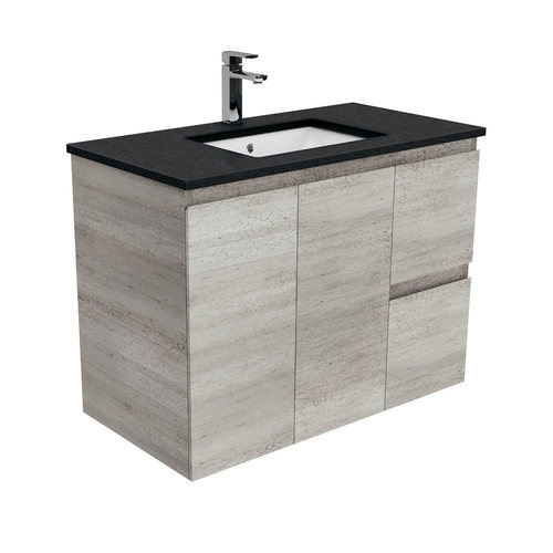 Black Sparkle Edge industrial 900 wall hung vanity right drawers