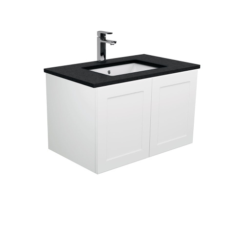 Black Sparkle Mila 750 wall hung vanity left drawers