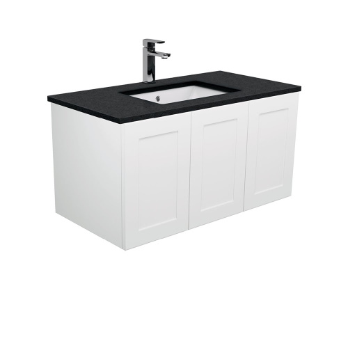 Black Sparkle Mila 900 wall hung vanity left drawers