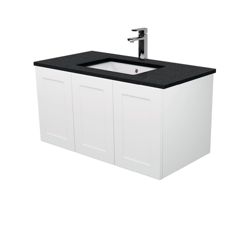Black Sparkle Mila 900 wall hung vanity right drawers