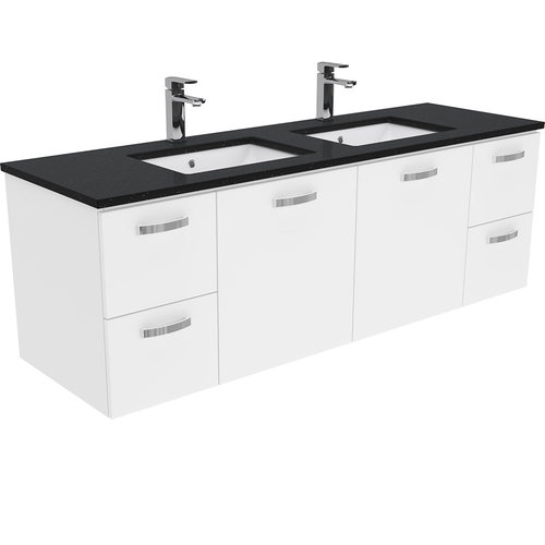 Black Sparkle UNICAB 1500 Wall Hung Vanity Double Basin