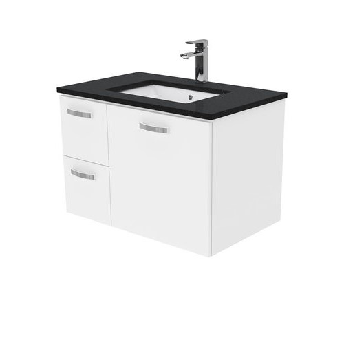 Black Sparkle Unicab 750 wall hung vanity left drawers