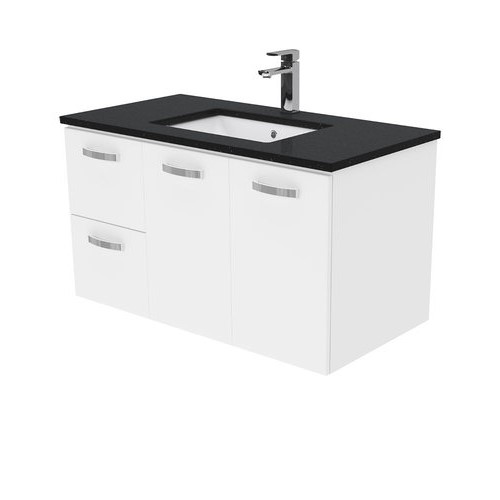 Black Sparkle Unicab 900 wall hung vanity left drawers