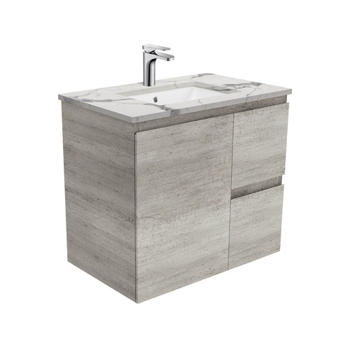 Calcatta Marble EDGE industrial 750 wall hung vanity right drawers