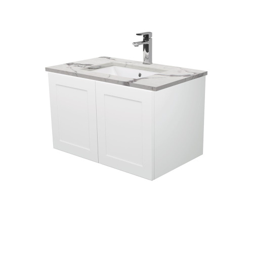 Calacatta Marble Mila 750 Wall Hung Vanity Right Drawers