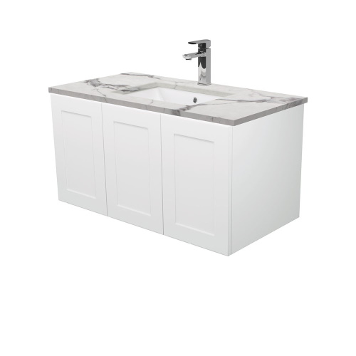 Calacatta Marble Mila 900 Wall Hung Vanity Right Drawers