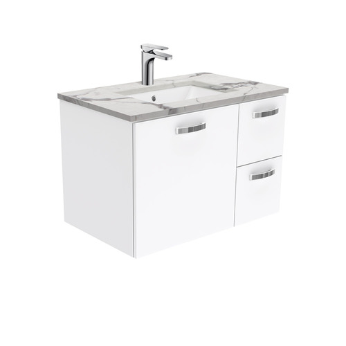 Calacatta Marble UNICAB 750 Wall Hung Vanity Right Drawers