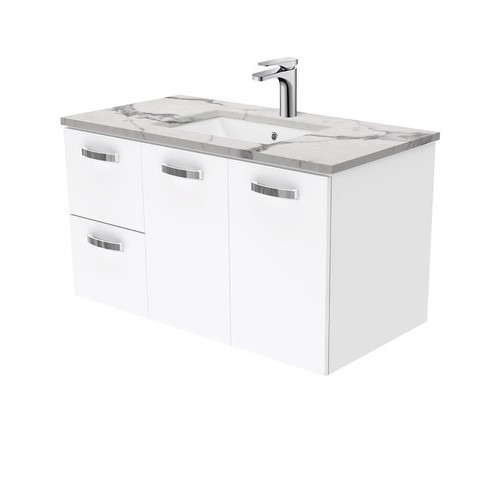 Calacatta Marble UNICAB 900 Wall Hung Vanity Left Drawers