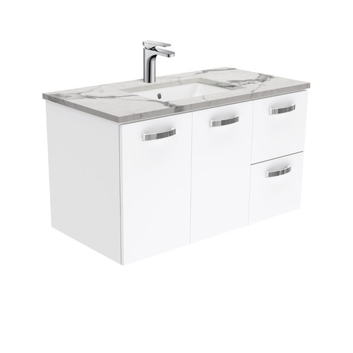 Calacatta Marble UNICAB 900 Wall Hung Vanity Right Drawers