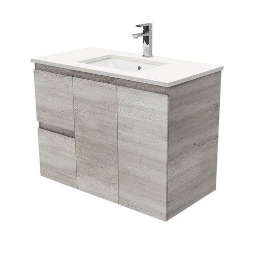 Crystal Pure EDGE industrial 900 wall hung vanity left drawers