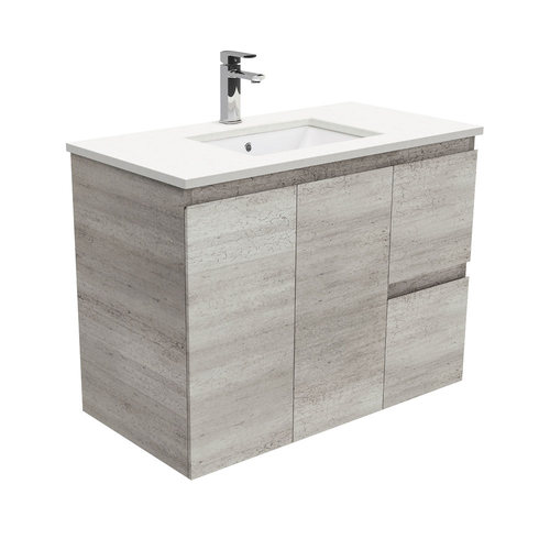 Crystal Pure EDGE industrial 900 wall hung vanity right drawers
