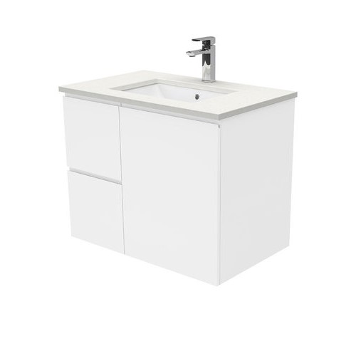 Crystal Pure Fingerpull 750 wall hung vanity left drawers