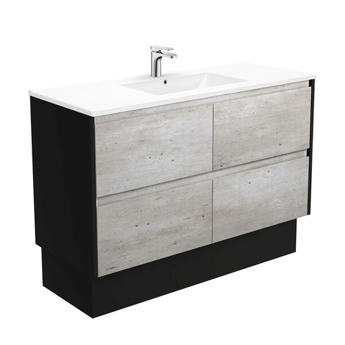 Dolce amato 1200mm industrial vanity on kickboard with satin black panels