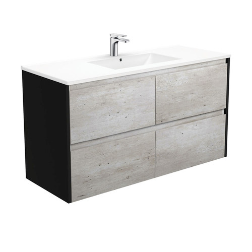 Dolce amato 1200mm industrial wall hung vanity with satin black panels