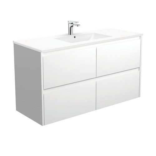 Dolce amato 1200mm satin white wall hung vanity with satin white panels