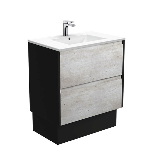 Dolce amato 750mm industrial vanity on kickboard with satin black panels