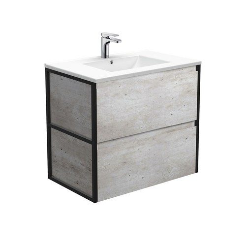 Dolce amato 750mm industrial wall hung vanity with matte black frames
