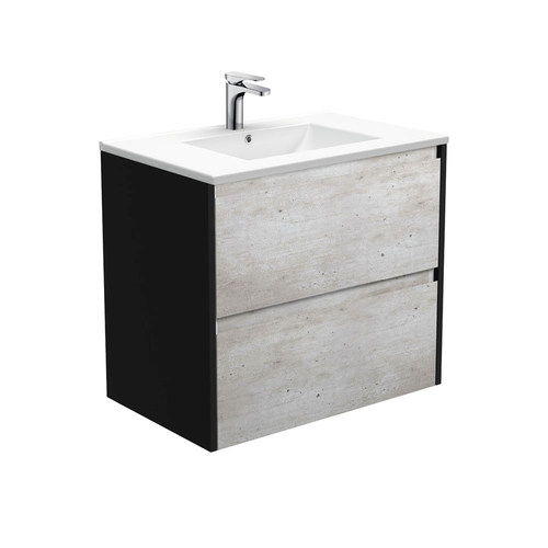 Dolce amato 750mm industrial wall hung vanity with satin black panels