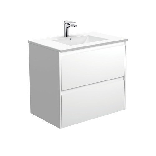 Dolce amato 750mm satin white wall hung vanity with satin white panels