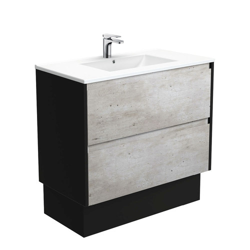 Dolce amato 900mm industrial vanity on kickboard with satin black panels