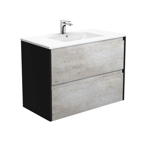 Dolce amato 900mm industrial wall hung vanity with satin black panels